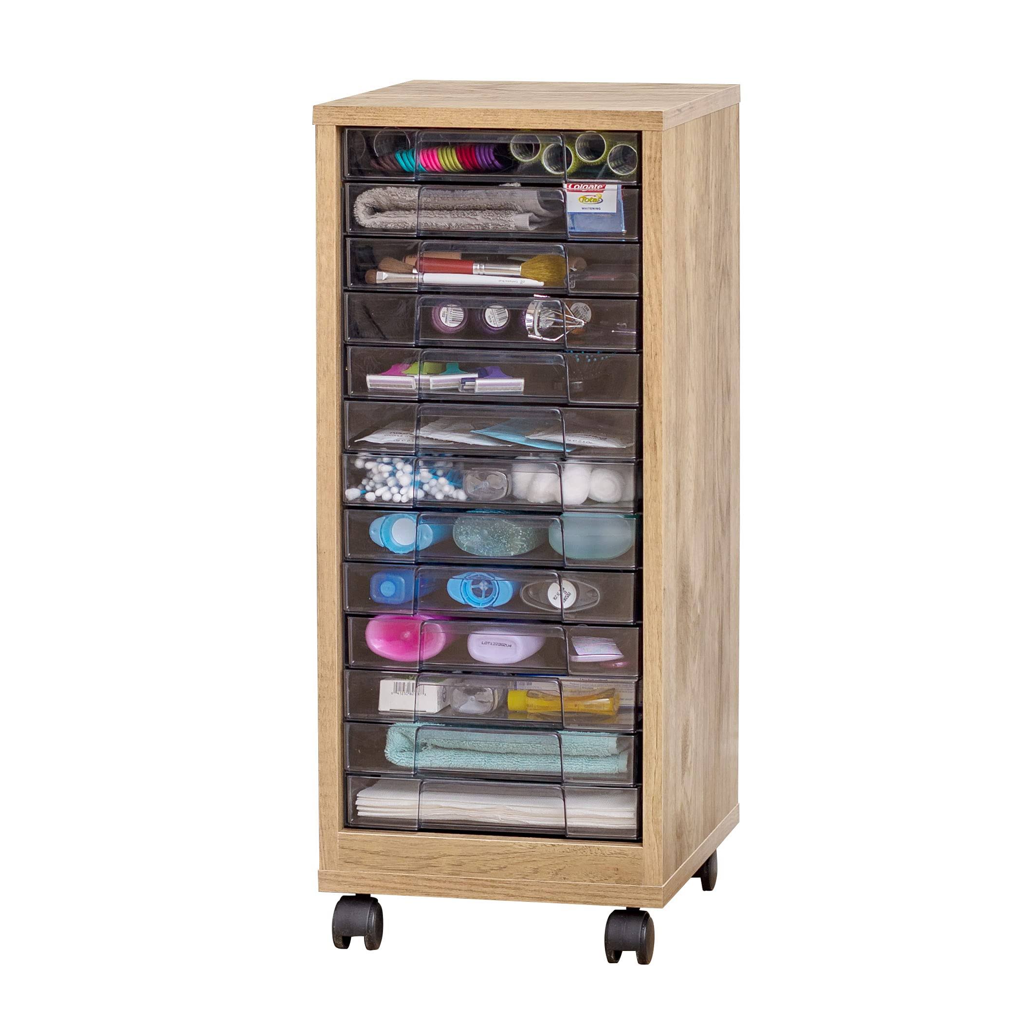 Iris USA Wfc-13, Wooden Finish Desk Organizer, Multifunctional Storage, Office Supply Drawers Cart, Ash Brown, Gray