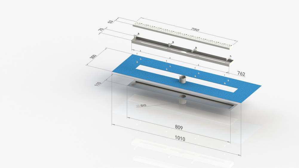 ALINO 2-in-1 Linear Shower Drain 30 in., Nickel
