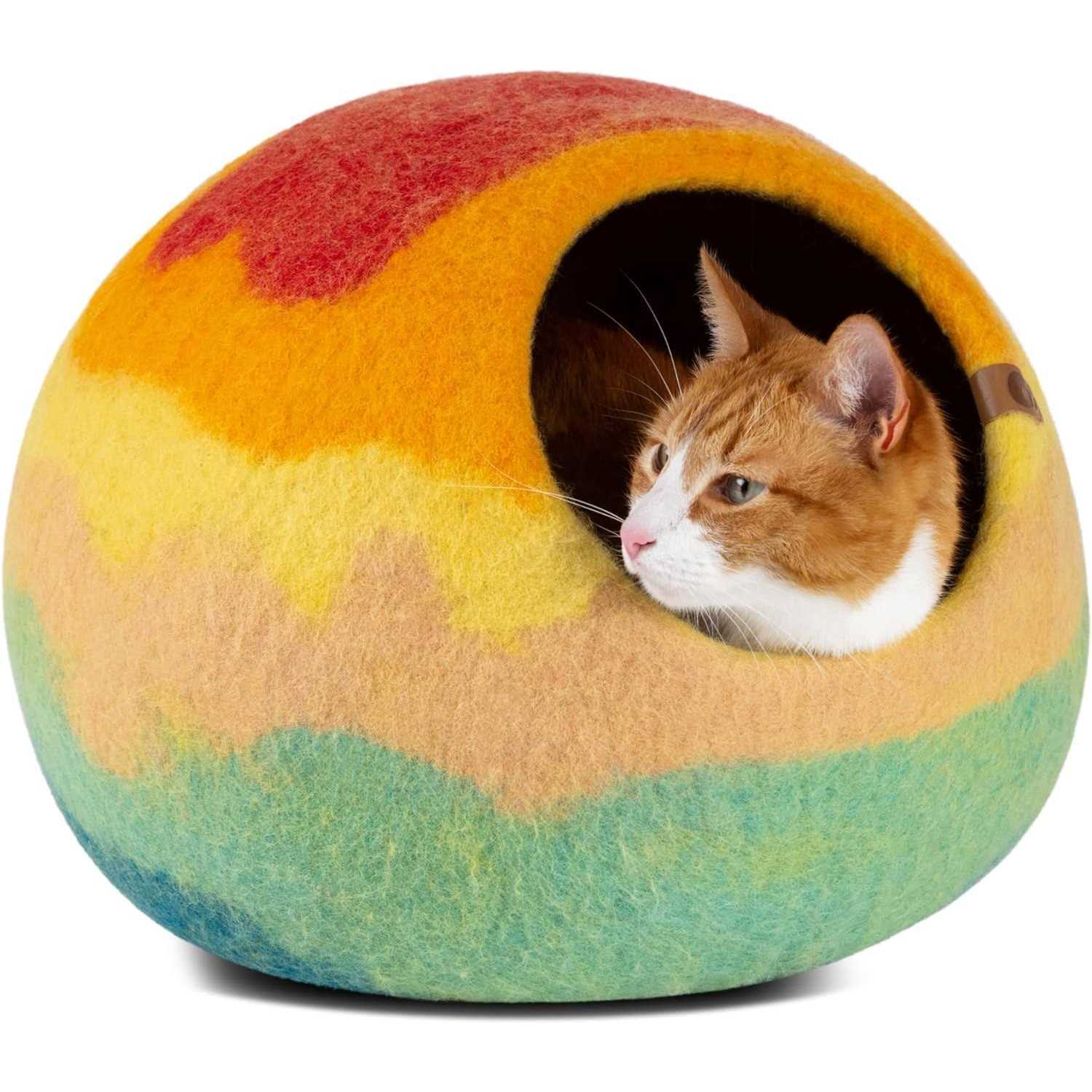 MEOWFIA Premium Felt Cat Bed Cave Handmade 100% Merino Wool Bed for Cats and Kittens - Pet Supplies online store