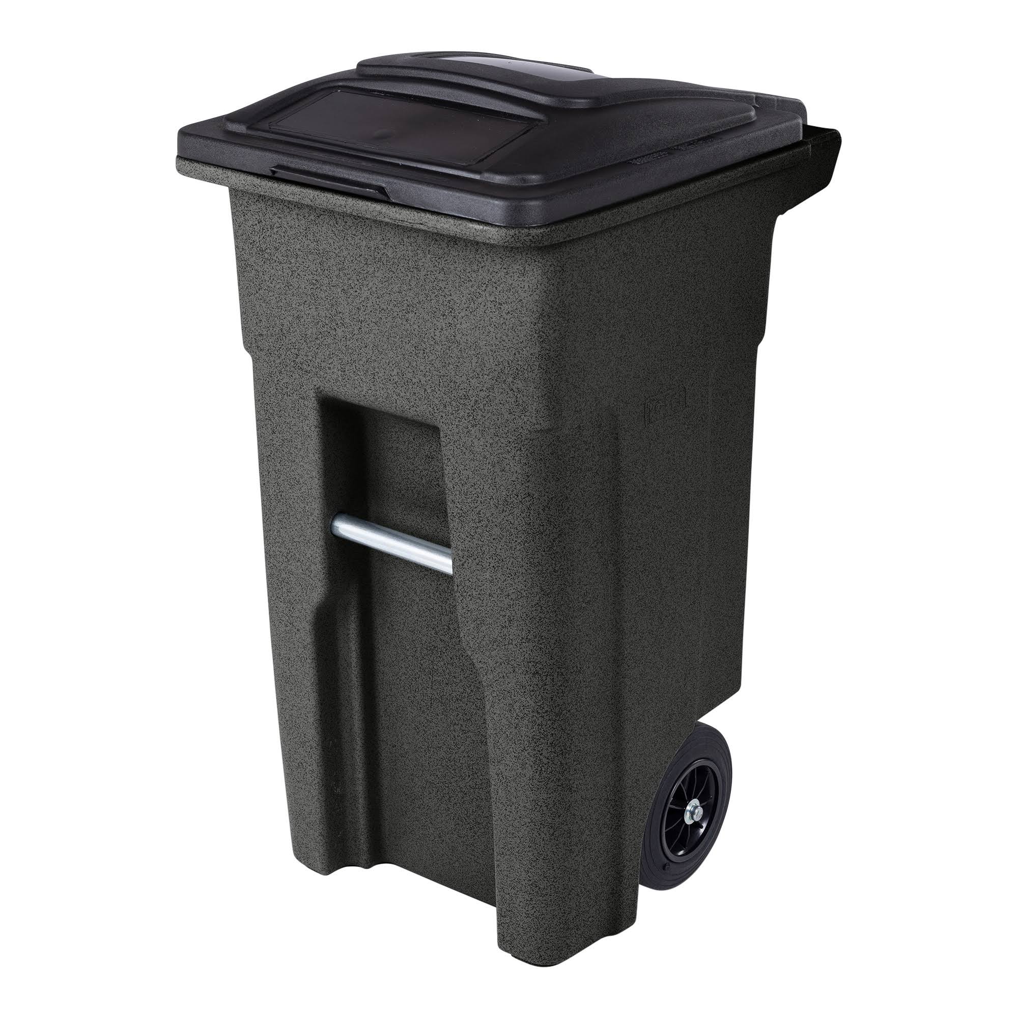 Toter 32 gal. Blackstone Trash Can with Quiet Wheels and Attached Lid