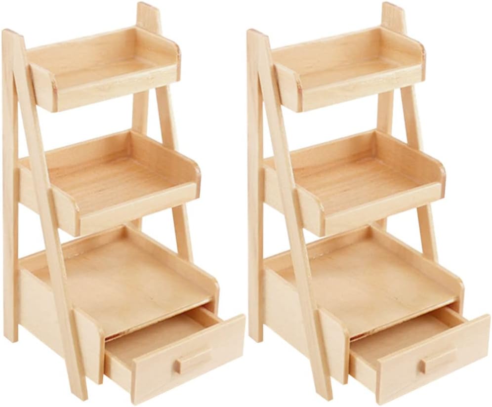 2pcs Doll House Rack Wear-Resistant Miniature Shelf Delicate Mini Furniture Adorable Mini Furniture Tiny Furniture Lovely Mini Furniture Lovely Miniature Shelf Mini House Supply