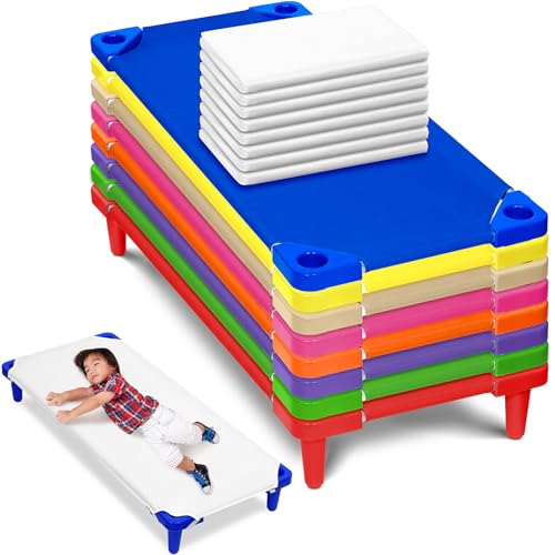 16 Pcs Daycare Cots with Sheets Set for Kids 52