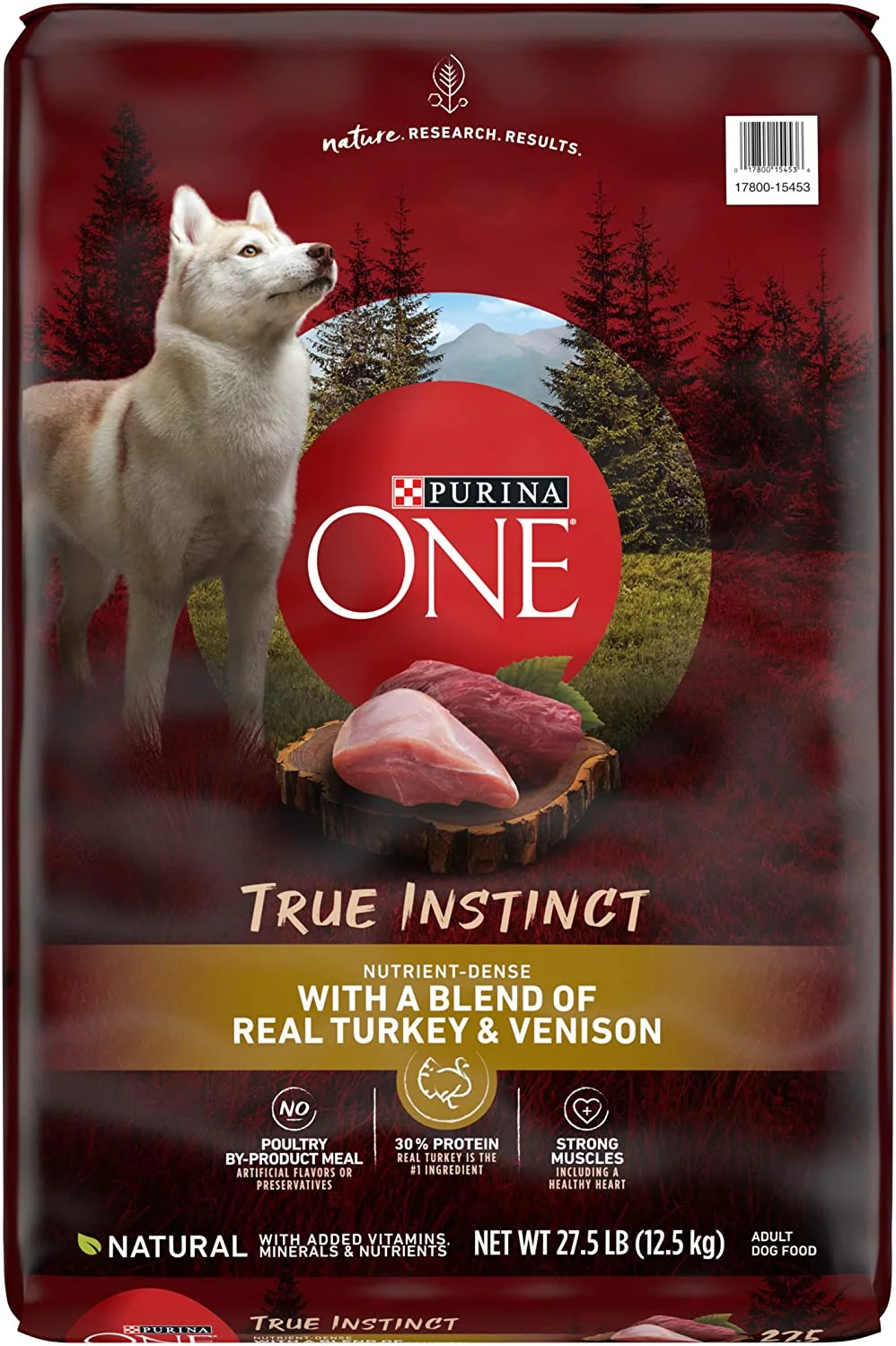 Purina ONE High Protein Natural Dry Dog Food, SmartBlend True Instinct With Real Turkey & Venison - 27.5 lb. Bag