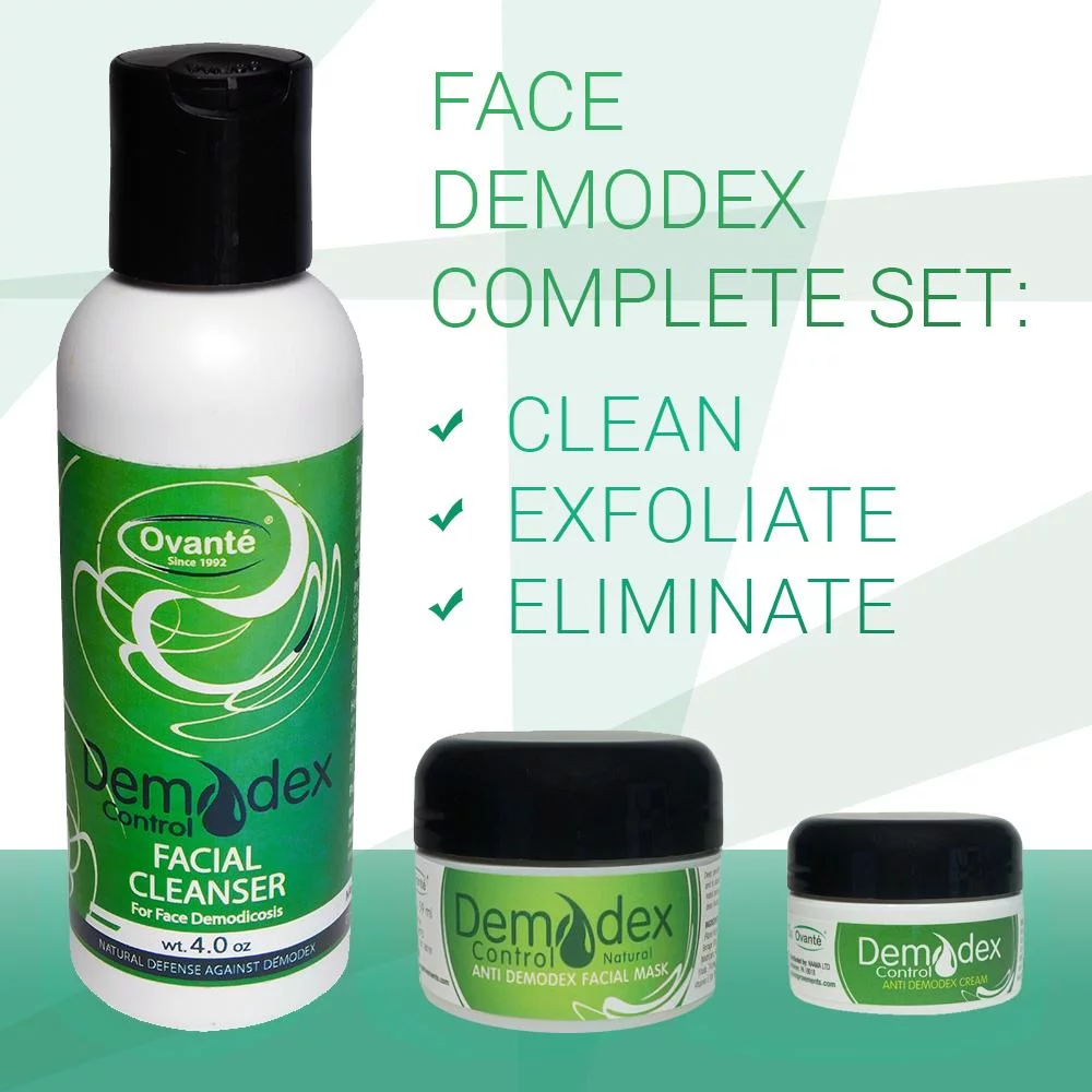 Complete Kit Of Ovante's Demodex Control Products For Treatment and Management Of Human Demodicosis on Face, Neck and Body Demodex.