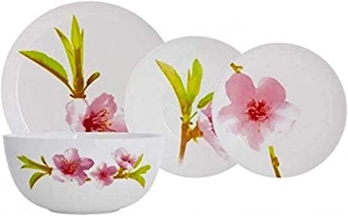 Luminarc E4905 alt Aprocal Water Color Collection 19 Pcs Dinnerware Set, Set for 6, White