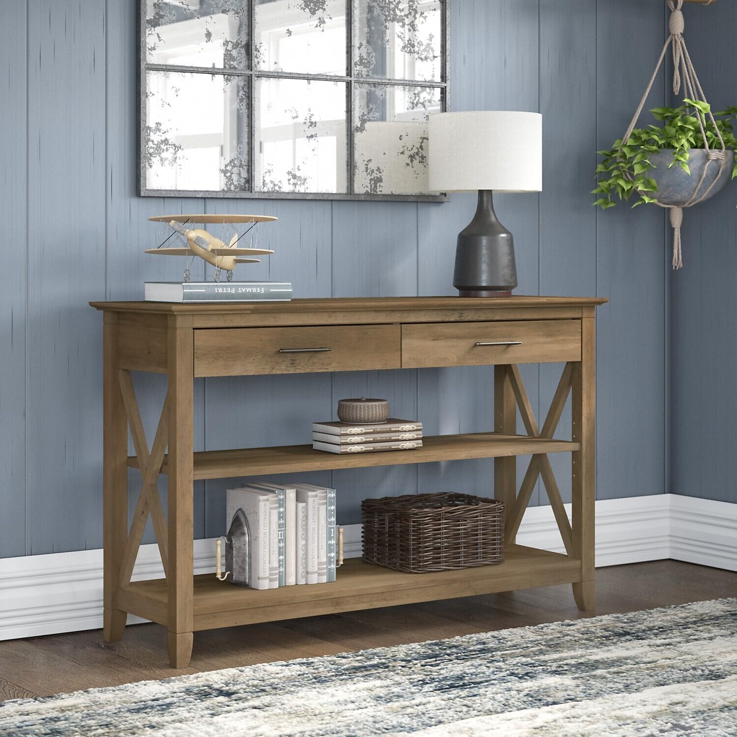 Southwestern Sanctuary Console Table with Drawers and Shelves
