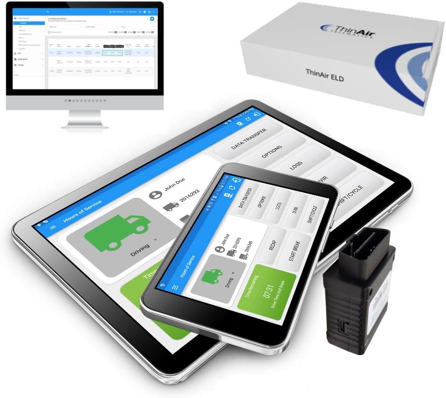 ThinAir ELD - Electronic Logging Device for Light-Duty Vehicles (BYOD - Display Not Included), DOT Compliant, IFTA, DVIR