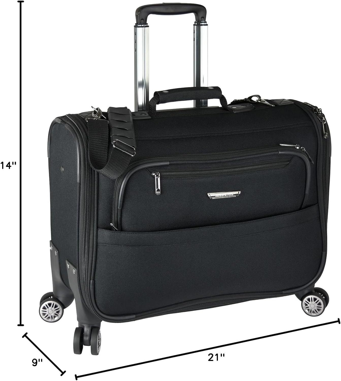 Traveler's Choice Carry-On Softside 8-Wheeled Spinner Garment Bag Luggage, Black, 21-Inch