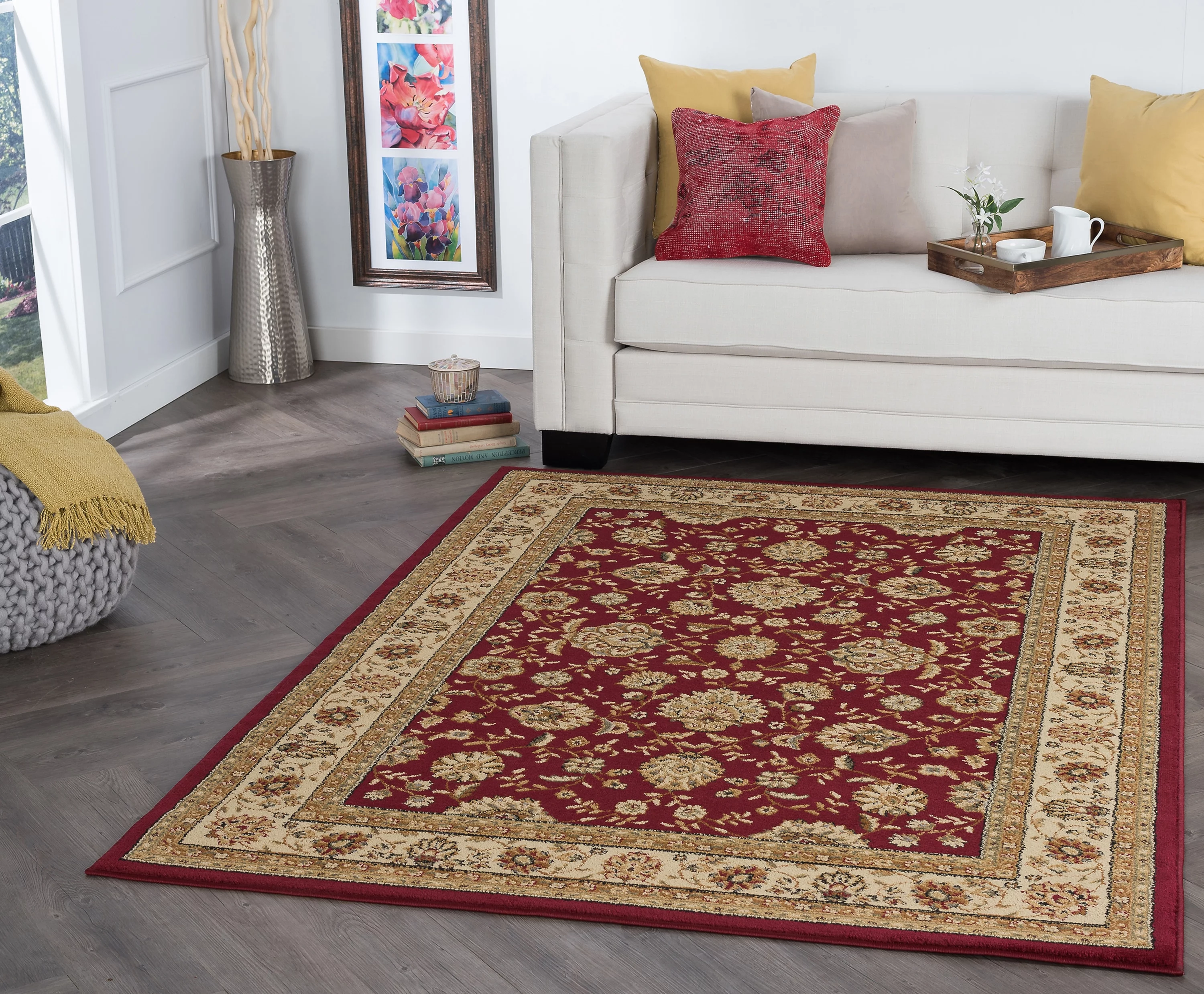 8x10 Traditional Red Large Area Rugs for Living Room | Bedroom Rug | Dining Room Rug | Indoor Entry or Entryway Rug | Kitchen Rug | Alfombras para Salas 7'6'' x 9'10''