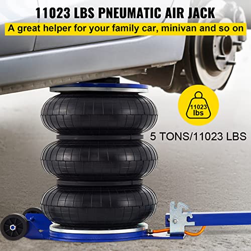 VEVOR Air Jack, 3 Ton/6600 lbs Triple Bag Air Jack, Air Bag Jack Lift Up to 15.75 Inch, 3-5S Fast Lifting Air Bag Jack for Cars with Adjustable Long Handle (Blue)