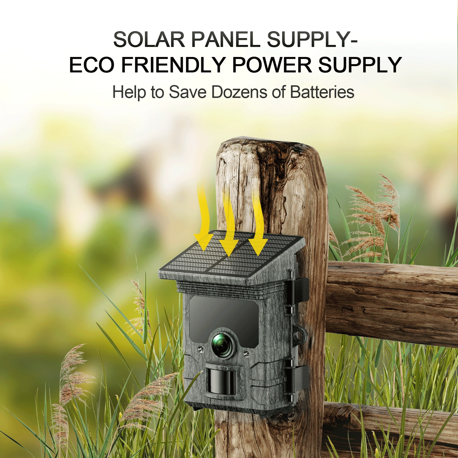 CAMPARK Solar Powered Trail Camera with SD Card Rechargeable 4400mAh 4K 48MP WiFi Game Camera with 0.1s Motion Activated Night Vision Waterproof IP66 for Wildlife Monitoring Hunting Trail Cam