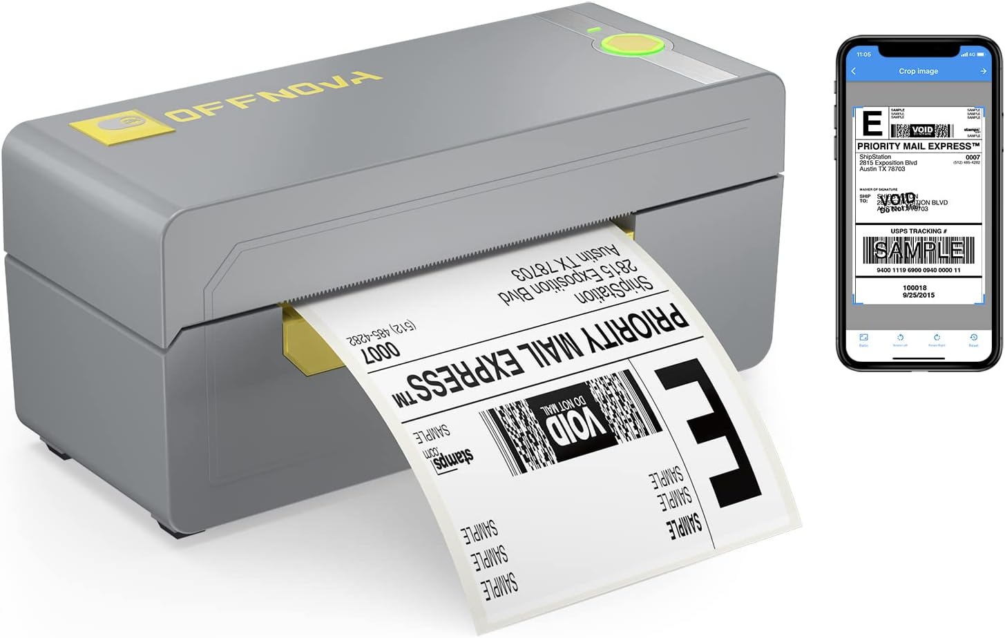 OFFNOVA Wireless Shipping Label Printer, 200mm/s Bluetooth Thermal Label Printer, Supports Shipstation, Etsy, UPS, Ebay - Commercial Grade 4x6 Printer