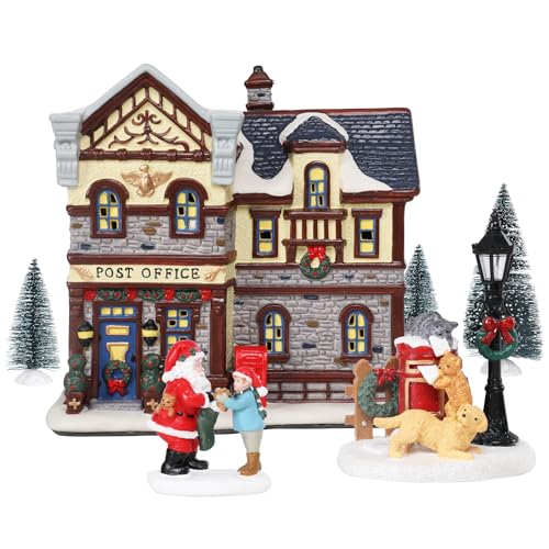 Yinns Ceramic Christmas Houses, Xmas Village Houses with Warm LED Light Christmas Village Houses Ornamnet Home Decorations