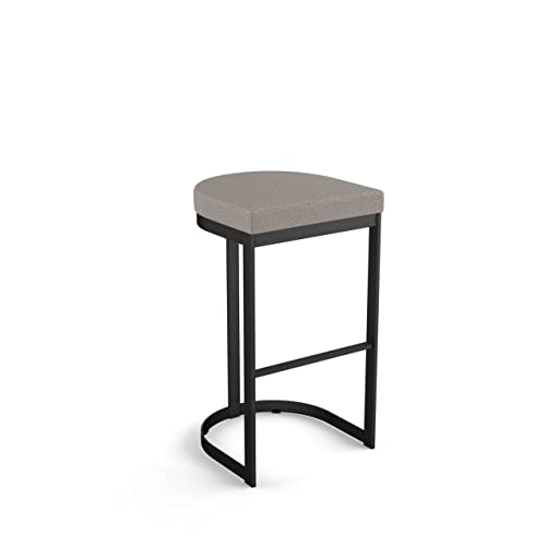 Amisco Lester 26 in. Counter Stool - Grey and Beige Polyurethane/Black Metal