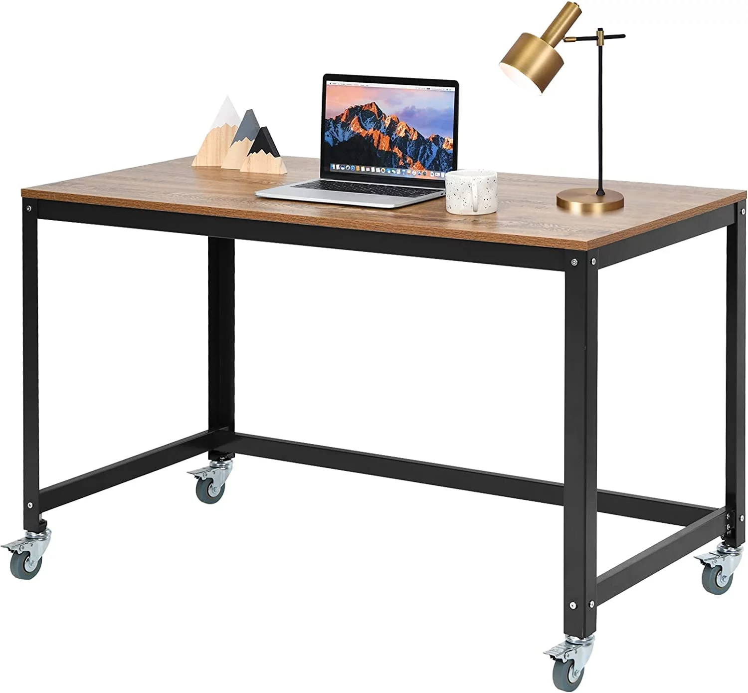 Rolling Computer Desk, Portable Rolling Table, Mobile Home Office Desk Writing Study Desk, Movable Workstation with 4 Smooth Wheels, Home Office Work Table