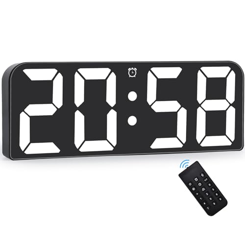 SZELAM Digital Wall Clock, 9.6” LED Large Digital Alarm Clock with Remote Control, 3 Inch Font, Desk Modern Electric Wall Clock for Living Room Bedroom Garage Decor Teens Elderly - Red