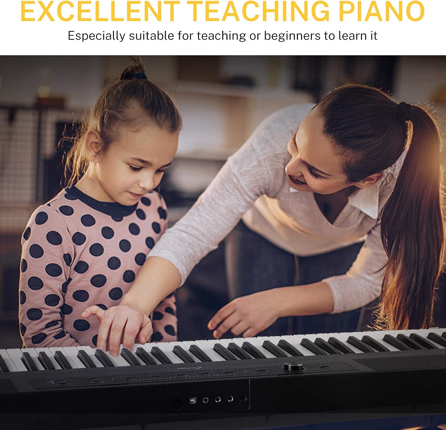 Donner DEP-45 88 Key Semi Weighted Keyboard Portable Digital Piano with Stand, Sustain Pedal, 20W Built in Speakers, 10 Premium Voices, Headphone Output, Bluetooth MIDI Beginner Electric Keyboard