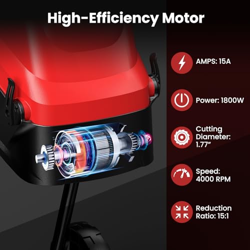 15 Amp Electric Wood Chipper Shredder, Corded Leaf Mulcher Shredder with Plunger, Collection Bag & 15:1 Reduction, Garden Shredder with Wheels for Branches, Leaves, Waste(Red)