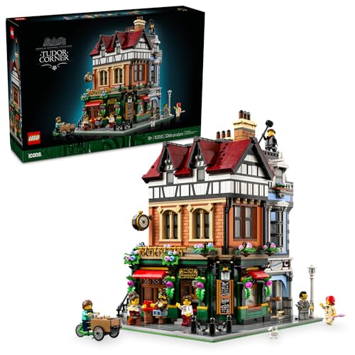 LEGO Icons Tudor Corner Building Set for Adults 18+ - DIY Miniature House Kit - Collectible Mini House Building Set for Men and Women - Crafting Gift for Adults - 10350