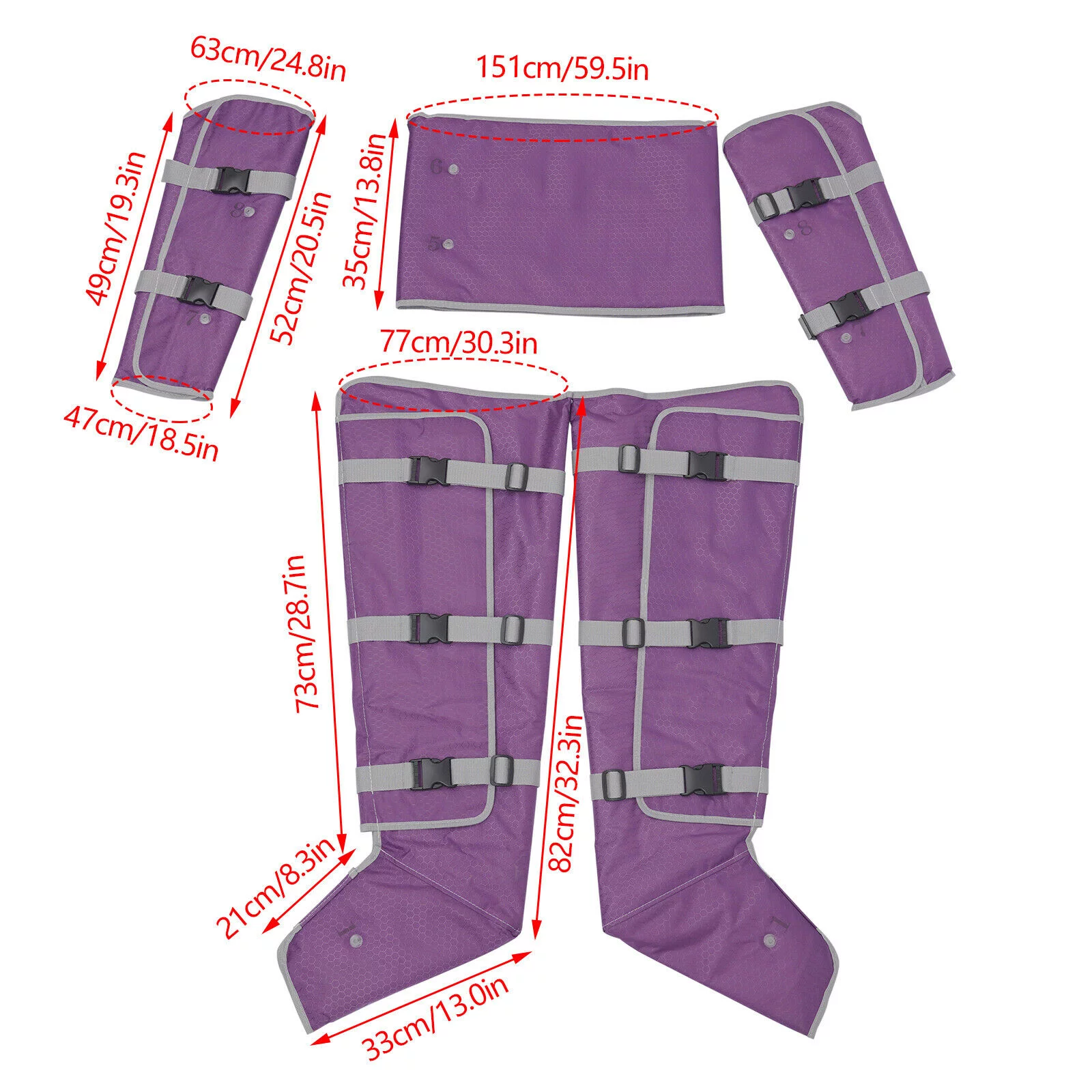 Pressotherapy Lymphatic Drainage Full Body Slim Massage Blanket Suit Machine Purple