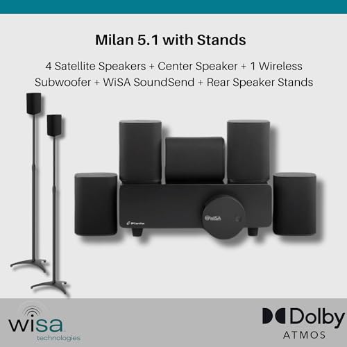 Platin Milan 5.1 Surround Sound Speaker System - Wireless Home Theater System for Smart TVs - WiSA Certified - with WiSA SoundSend Transmitter Included
