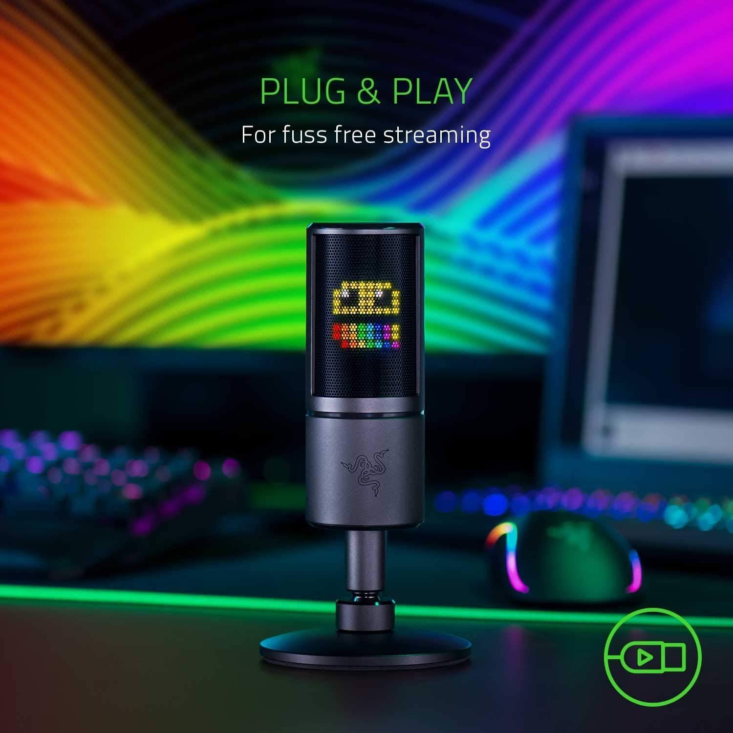 Razer Seiren Emote Streaming Microphone: 8-Bit Emoticon LED Display - Stream Reactive - Hypercardioid Condenser Mic