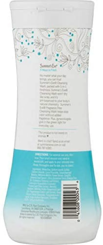 Summer's Eve Cleansing Wash, Fragrance Free, Gynecologist Tested, 15 Fl Oz, Pack of 3