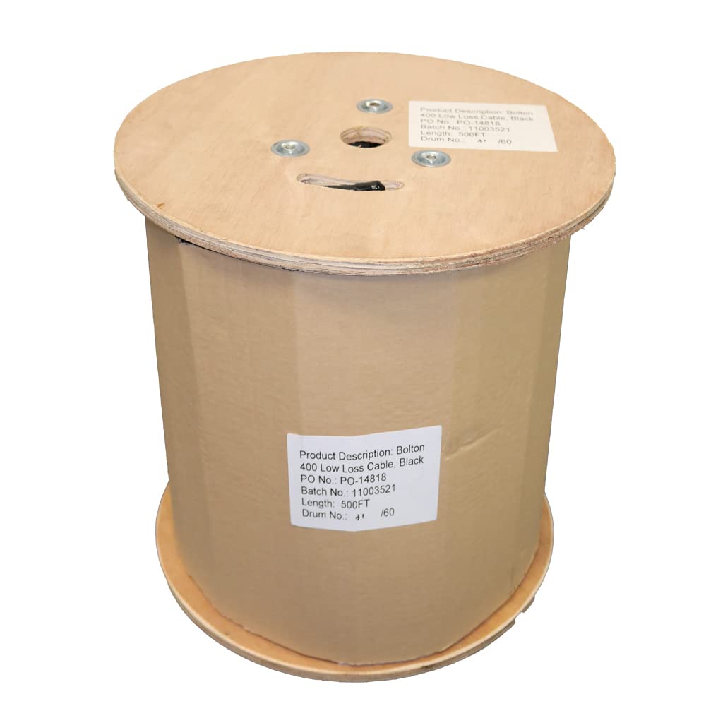 Bolton400 50-ohm Black Coax Cable - Low Loss Coaxial LMR®400 Spec (500 Ft)