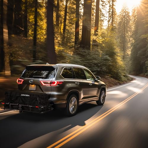 ARKSEN 60 x 24 x 6 Inch Folding Hitch Mount Cargo Rack Carrier 500 Lbs Heavy Duty Capacity 2 Inch Angled Shank Receiver Luggage Basket Hitch Flod Up for SUV Traveling & Camping - Black