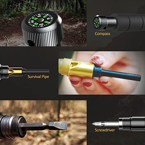 Hiking Stick Collapsible Walking Stick Staff for Hiking Outdoor Trekking Pole with Compasse, Whistle, etc. (1 Stick)