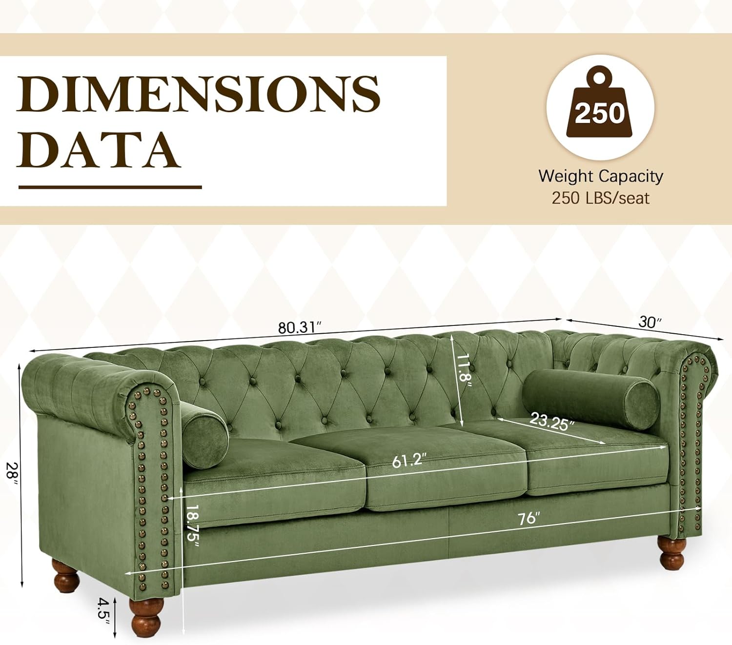 Antetek 3 Seater Couch, 80