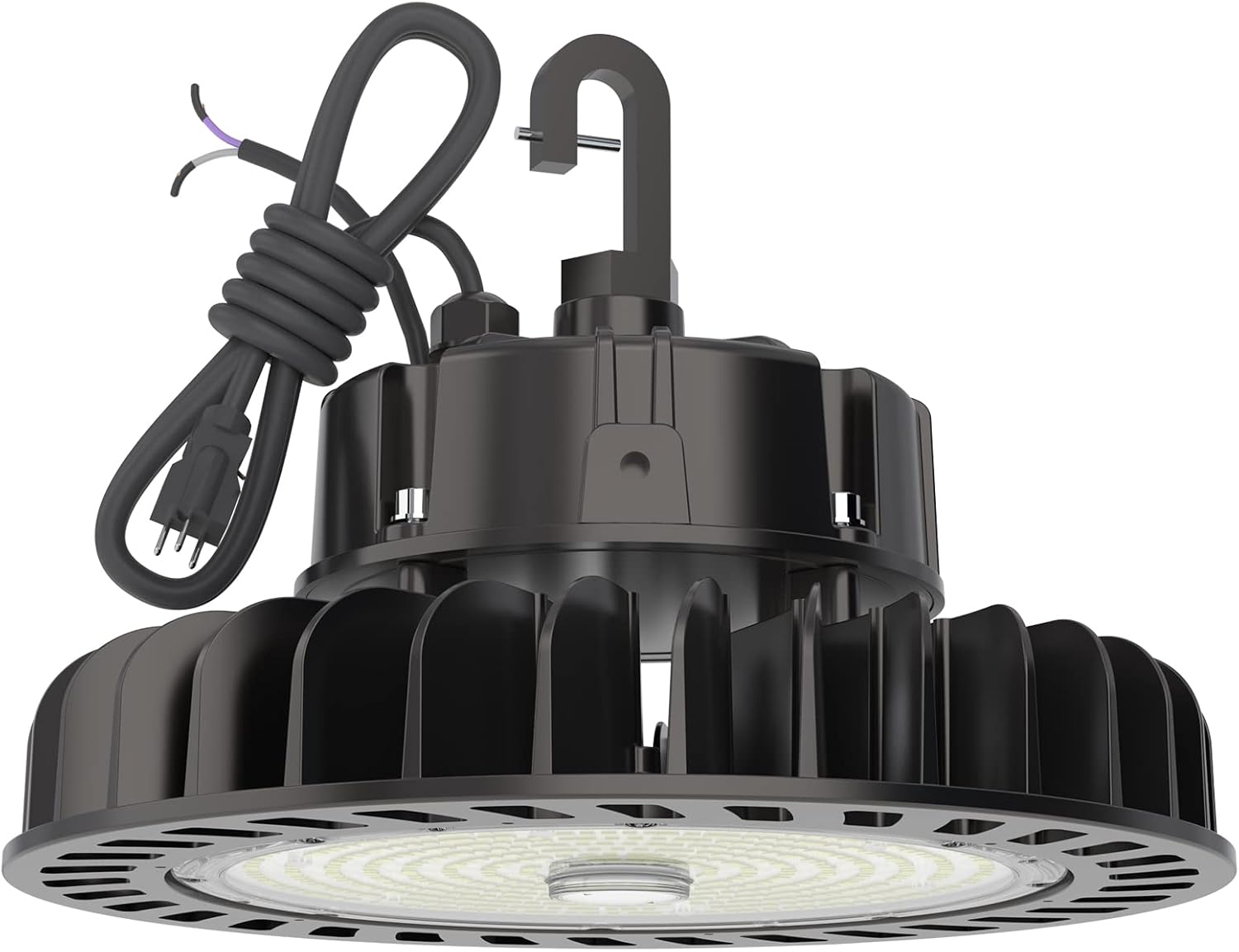 HYPERLITE LED UFO High Bay Lights 250W 35,000lm 1-10V Dimmable 5000K 5' Cable with 110V Plug Hanging Hook Safe Rope UL Listed for Shopping Mall Stadium Exhibition Hall