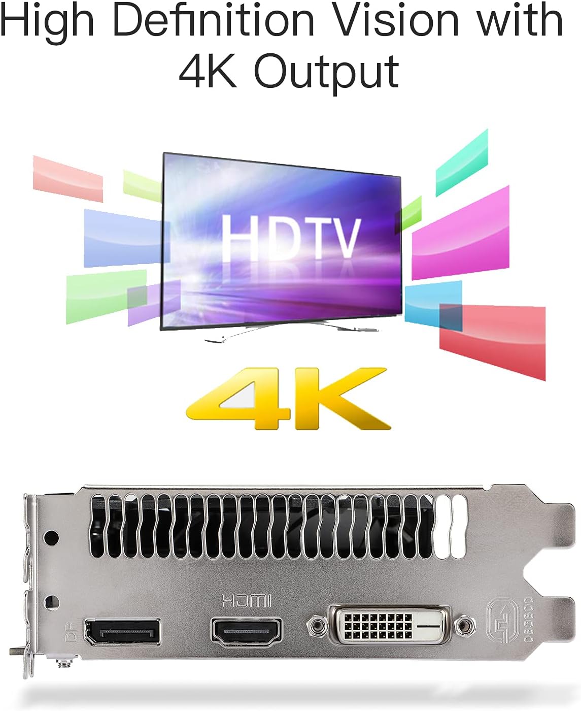 KAER AMD Radeon RX 550 Computer Graphics Card 4GB, GDDR5, 128 Bit, DirectX 12, PCI Express 3.0, DP HDMI DVI-D, Desktop Gaming Video Card, Computer GPU