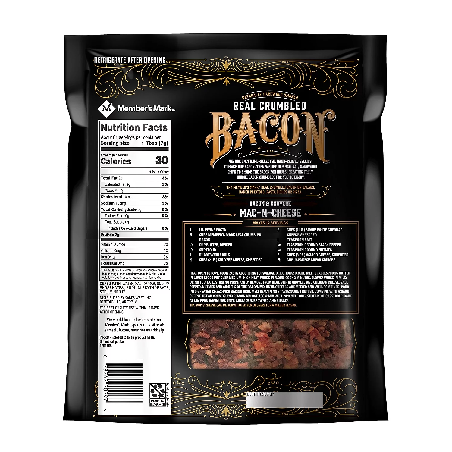 Members Real Crumbled Bacon, 20 Oz