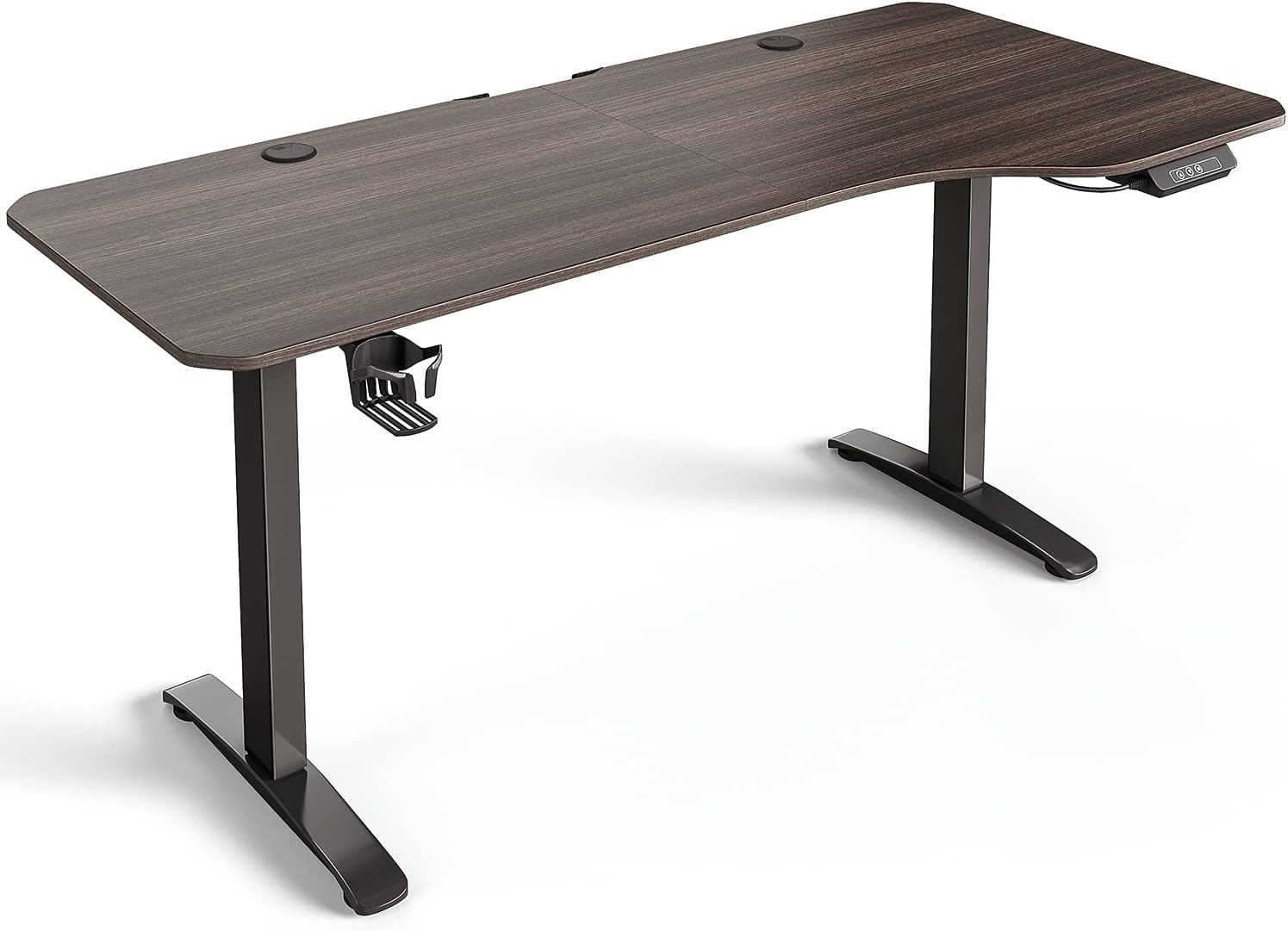 LINSY HOME Standing Desk, 63 Inch L Shaped Electric Adjustable Height Desk for Home Office, Stand Up Ergonomic Table, Brown Walnut