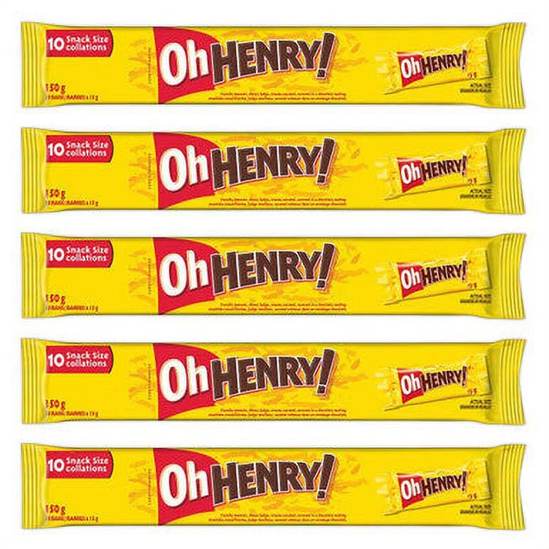 HERSHEY'S Oh Henry! Snack Size Candy bar 10ct, 5 Pack, 150g/5.3 oz., {Imported from Canada}