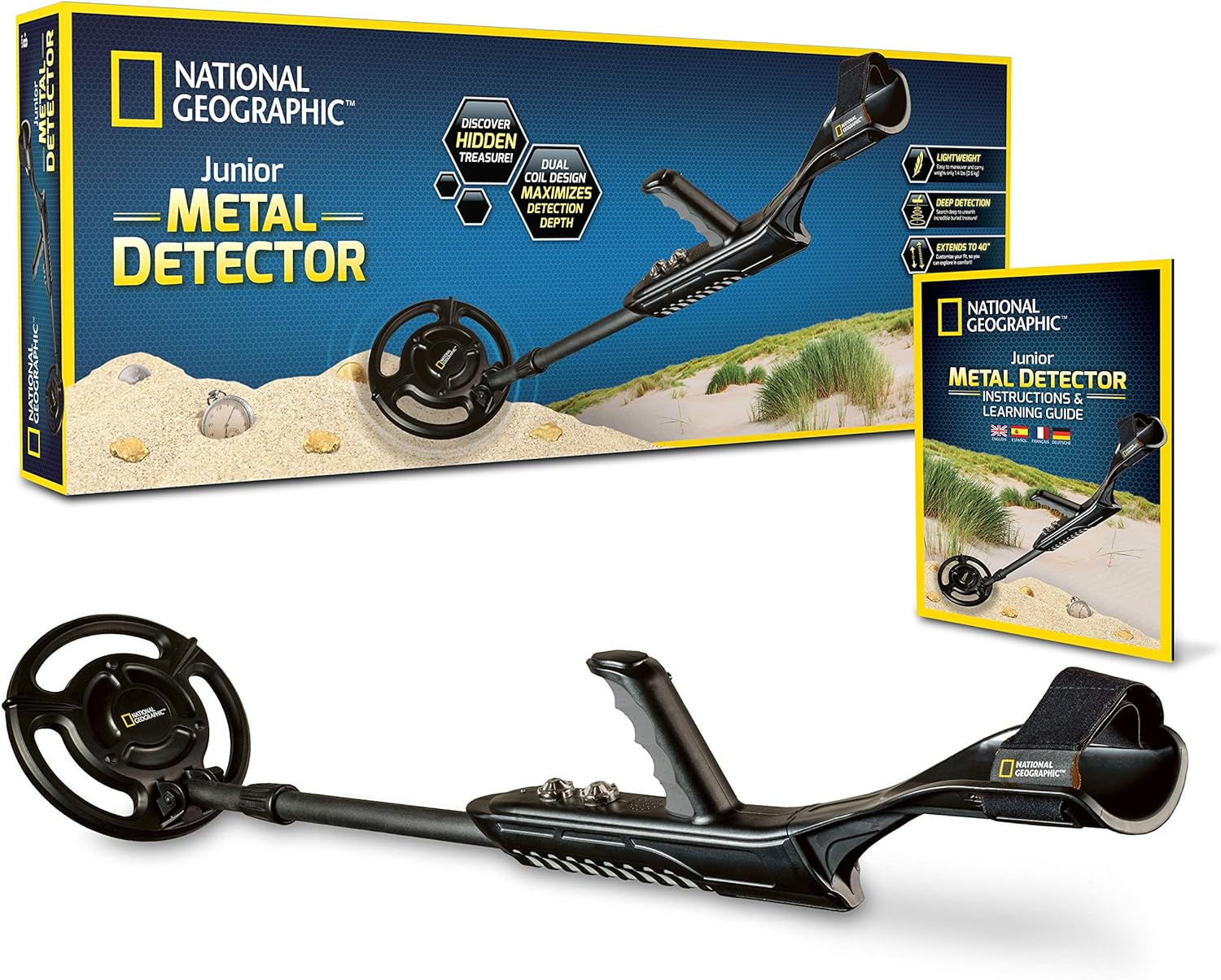 NATIONAL GEOGRAPHIC Junior Metal Detector – Adjustable Metal Detector for Kids with 7.5