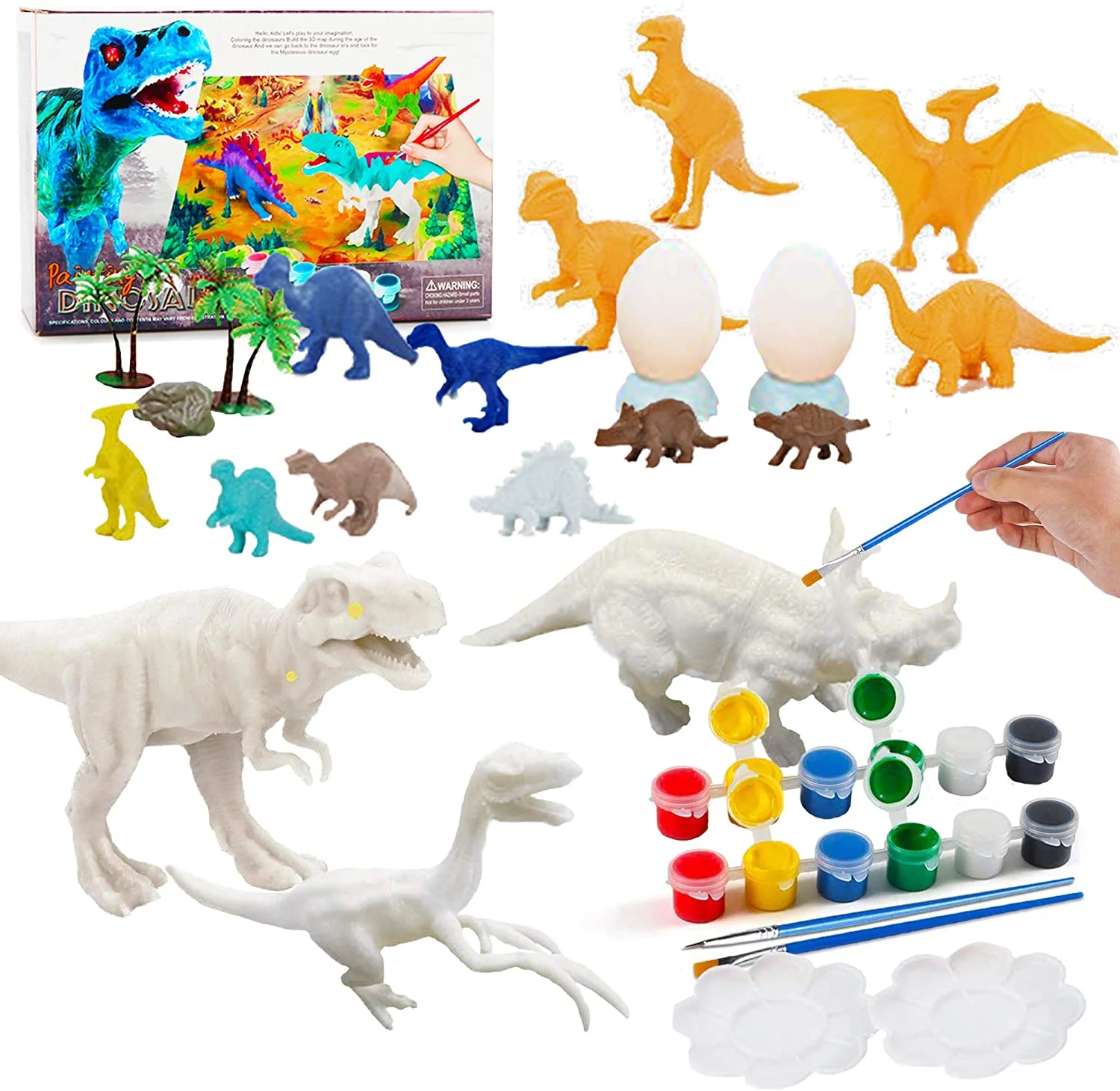 EASTIN Kids Crafts and Arts Dinosaur Painting Kit with Play Mat, Dinosaurs Toys Art and Craft for Boys Girls Age 4 5 6 7 8 Years Old, Fun DIY Kids Paint Birthday Gifts for Children Animal Set
