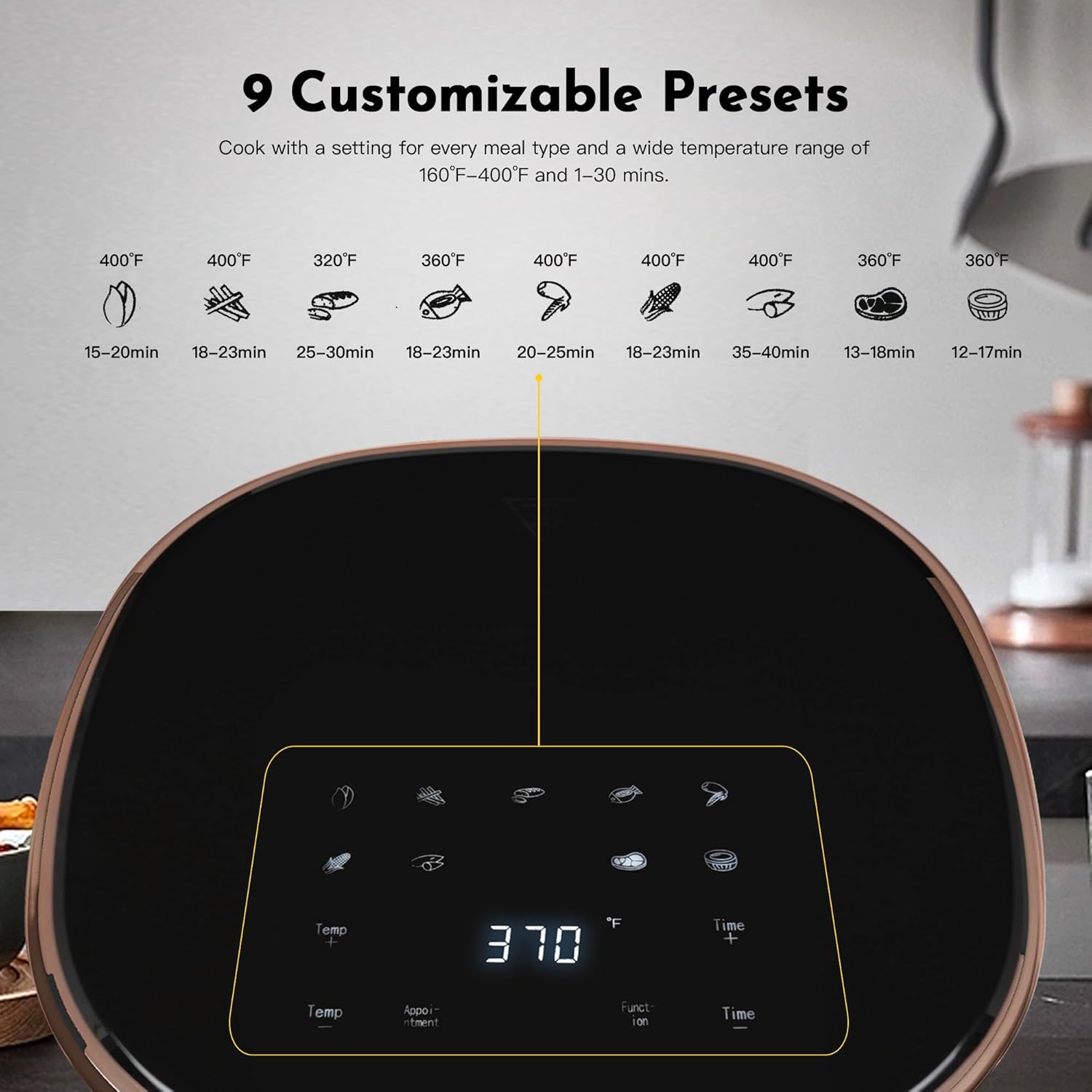 Upgraded Air Fryer, Compact 3.6 Qt 9-in-1 Basket Air Fryer with Baking Pan, Digital Touchscreen Display with 9-Presets, Air Fry, Bake, Roast, Broil in Minutes (3.6 QT, Black (Touch Series))