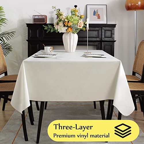 SASTYBALE Vinyl Tablecloth with Flannel Backing Waterproof Oil-Proof Plastic Tablecloths for Rectangle Tables, Wipeable PVC Table Cloths for Kitchen Dining Indoor Outdoor (Black, 60 x 120 Inch)