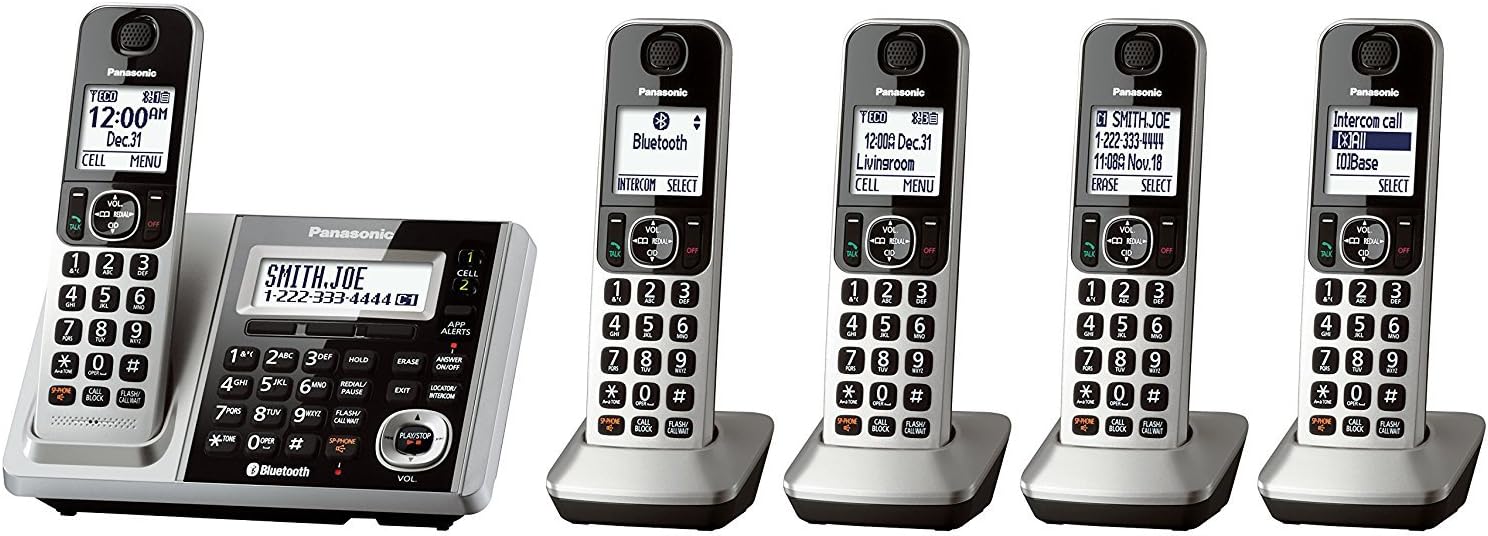 Panasonic KX-TGF375S Link2Cell Bluetooth Cordless Phone and Answering Machine with 5 Handsets (Renewed )