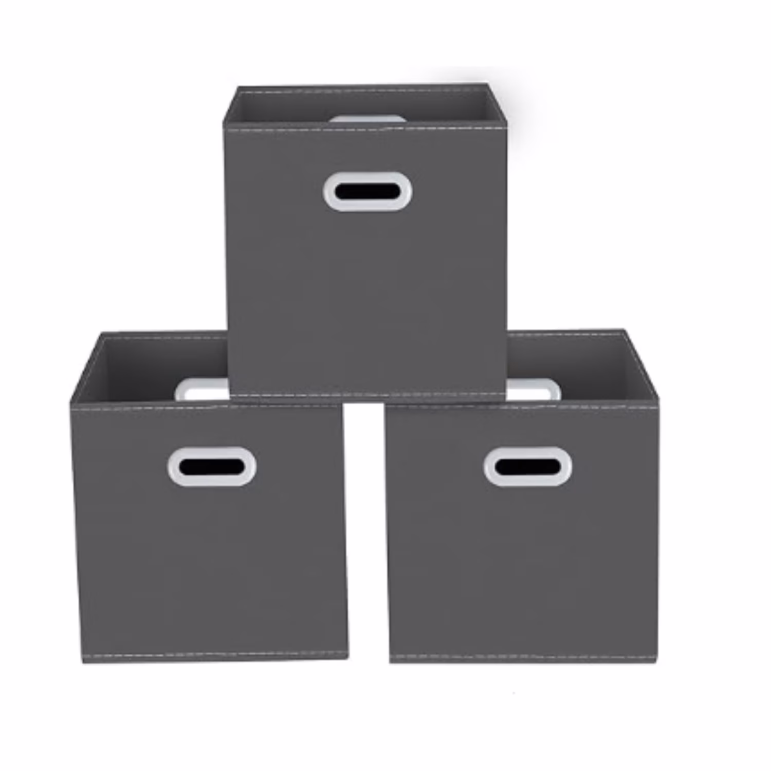 storage bins Cubes, Fabric Cube Organizer with Handle, Foldable Cube Bins for Cloth or Accessary Storage, 11x11x11, Set of 3,(Gray)