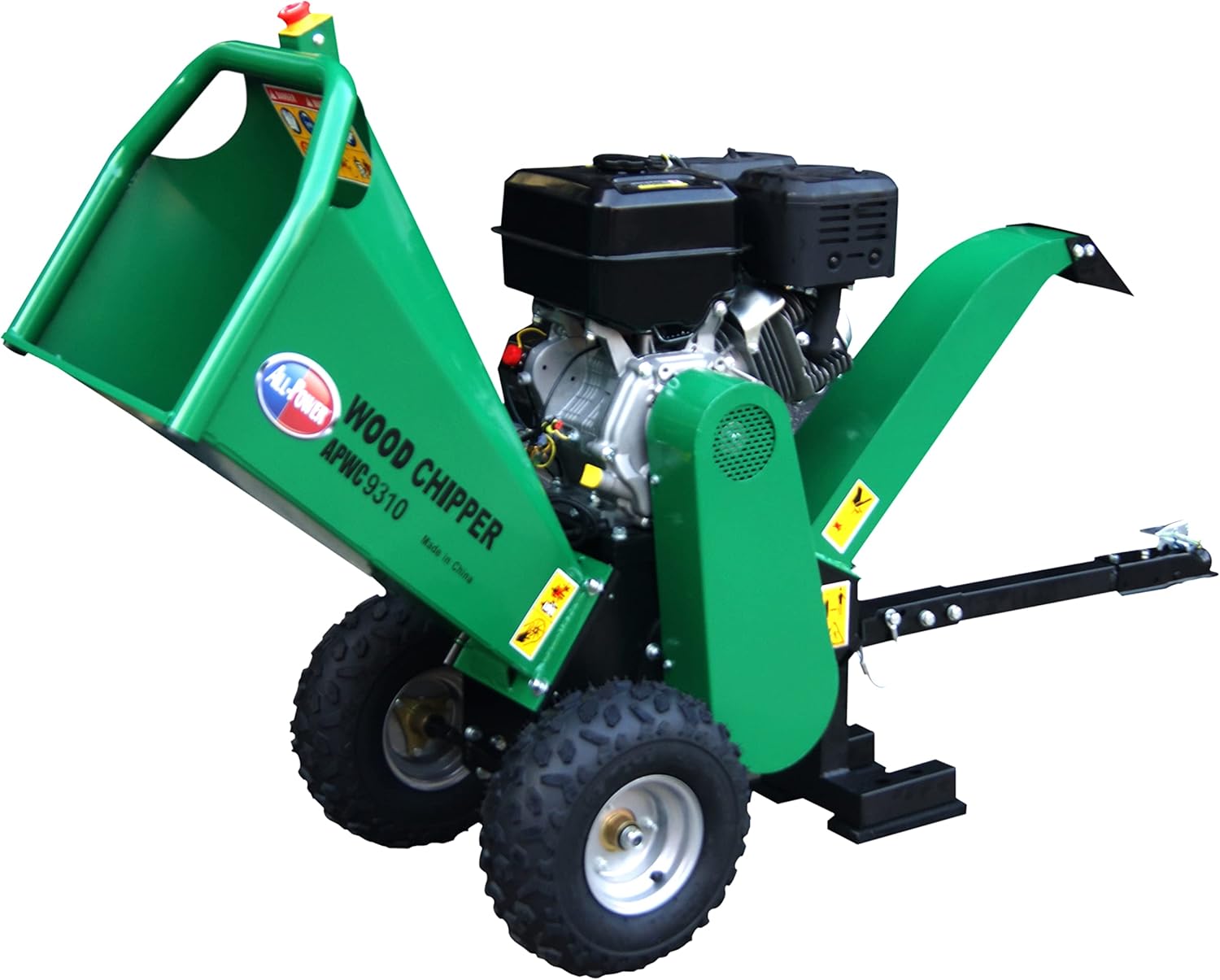 All Power America APWC420 Heavy Duty Durable Wood Chipper Shredder Mulcher-Max 6 Inch Cutting Diameter Capacity Gas Powered, 15HP 420cc, 6 inch, Green/Black