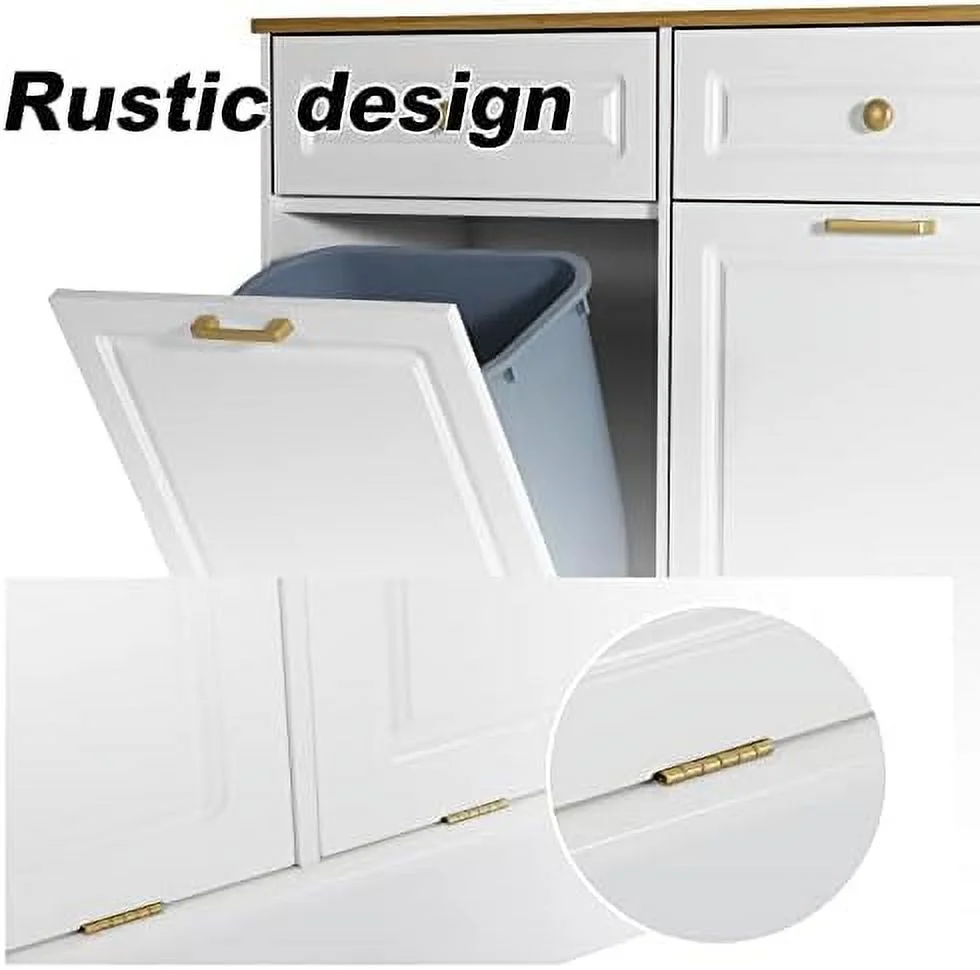 HOOMHIBIU Double Barn Door Style Trash Cabinet  Double Tilt Out Trash Cabinet with Solid Hideaway Drawer Rustic Kitchen Trash Cabinet Free Standing Wooden Kitchen Recycling Cabinet  Holde