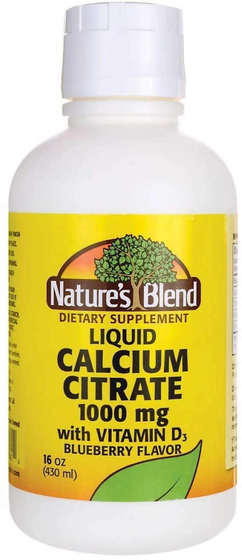 Nature's Blend Liquid Calcium Citrate with Vitamin D3 400 IU Sugar Free 16 Oz | Dietary D3 with Blueberry Flavor | Calcium Citrate Chewable | Bone Health Calcium Supplements for Women