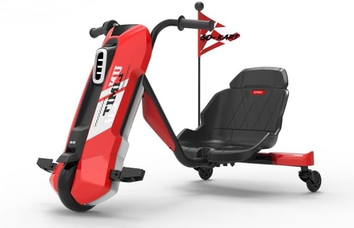 Drift Go Kart for Kids 6-12, 12V Ride On Electric Cart with Bluetooth, Adjustable Seat, 3 Speeds, 60 Min Playtime, Up to 6 Mph – Red