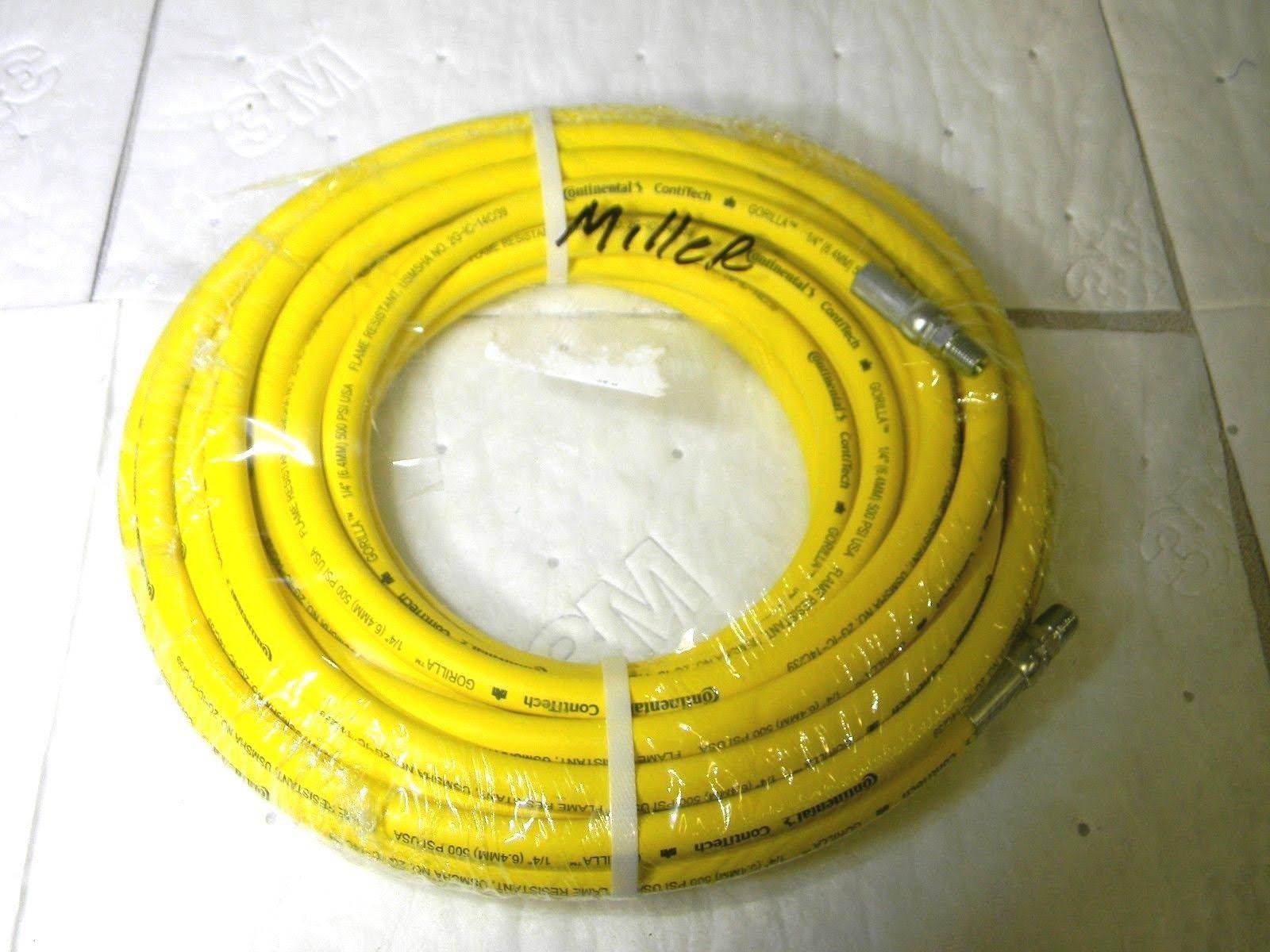 Continental ContiTech Gorilla Yellow Nitrile Rubber Multipurpose Industrial Hose ASSEMBLY, 1/4x22 NPT Male 20132763