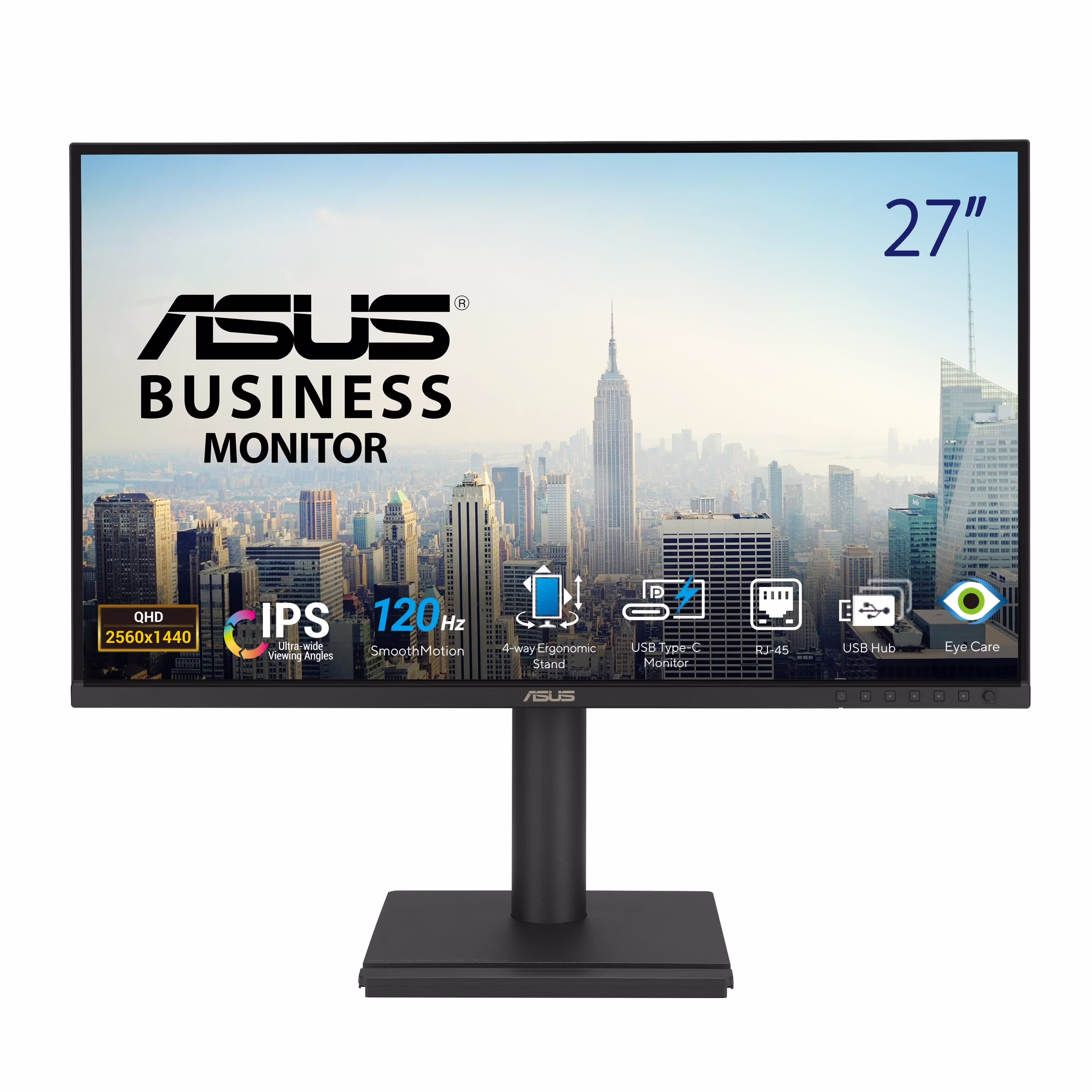 Asus BE27ACGN 27" Class WQHD LED Monitor - 16:9 - 27" Viewable - In-plane Switching (IPS) Technology - LED Backlight - 2560 x 1440 - 16.7 Million Colors - Adaptive Sync - 350 Nit - 5 ms - 120 Hz Re...
