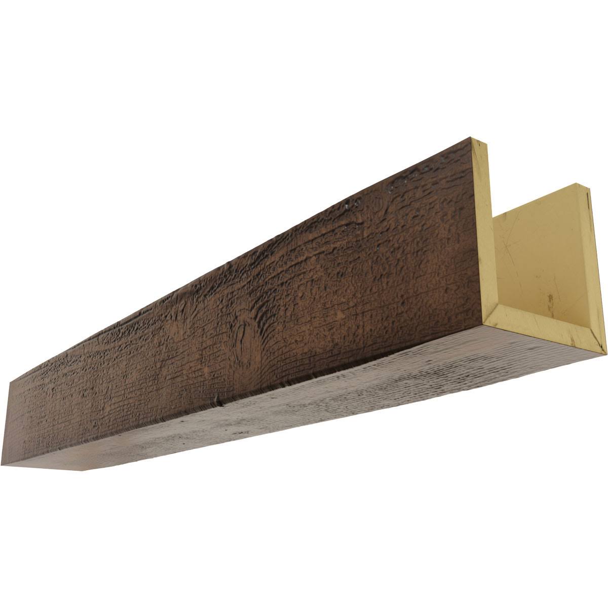 Ekena Millwork BMRS3C0080X080X120ZD 8x22W x 8x22H x 10&L 3-Sided (U-beam) Rough Sawn Endurathane Faux Wood Ceiling Beam, Premium
