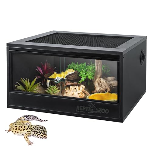 REPTI ZOO 35 Gallon PVC Reptile Tank, 36x18x12 Reptile Terrarium for Crested Gecko Leopard Gecko Frog Lizard Snake Turtle Hermit Crab, Reptile Enclosure with Sliding Door & Screen Ventilation